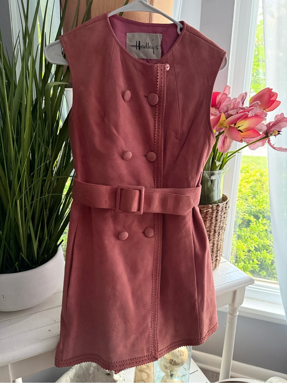 Hadley’s Dusty Rose Double-Breasted Belted Dress